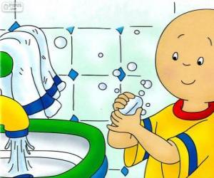 Puzzle Caillou πλένει τα χέρια του